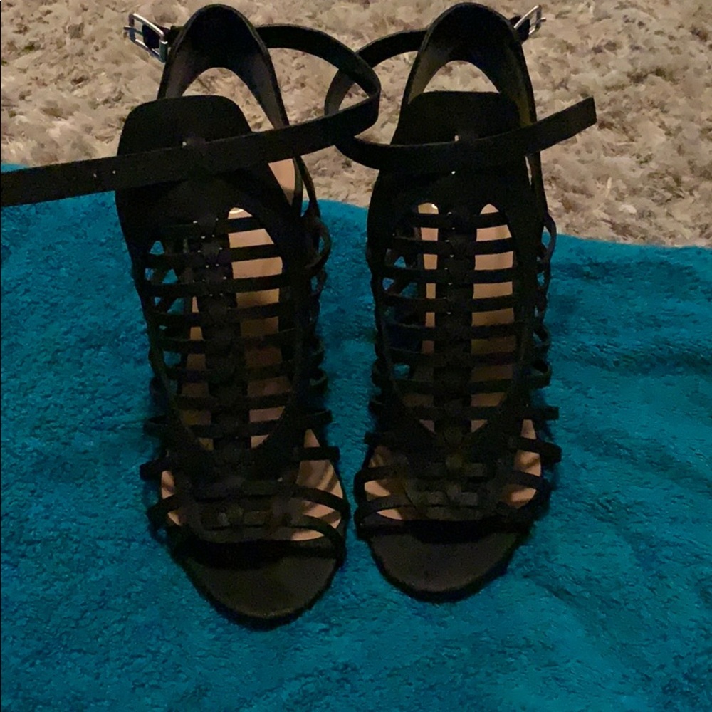 4”, Black, strappy dress sandals